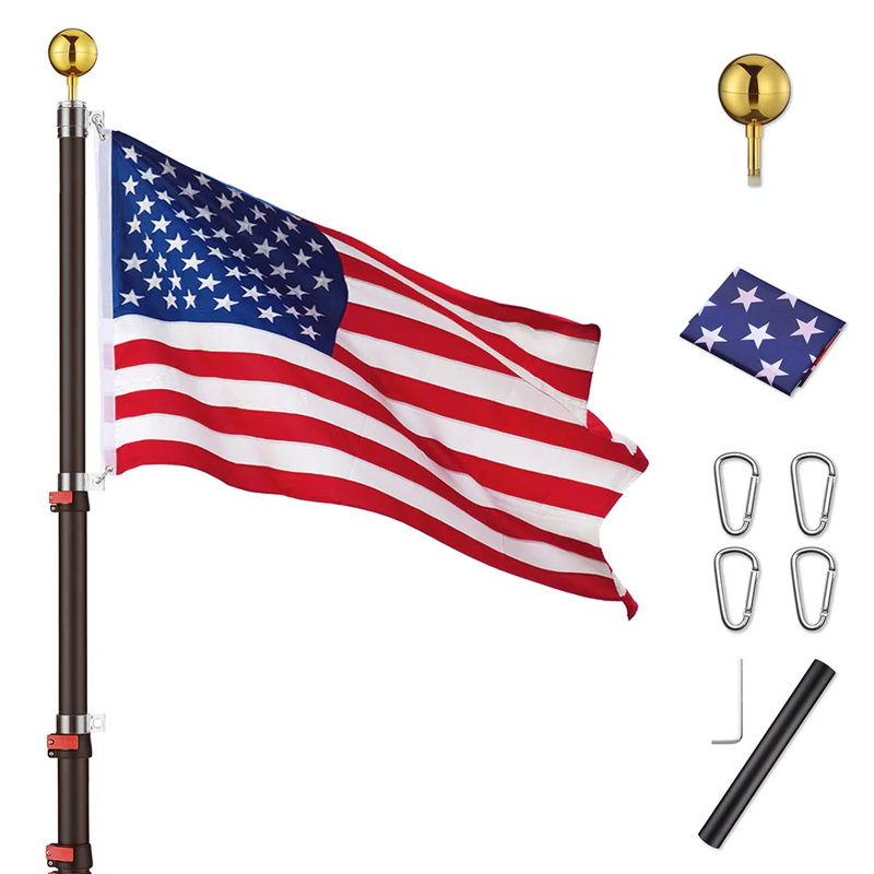 Ensemble de mât télescopique American, Argent argent, H 240 po x l 2 po