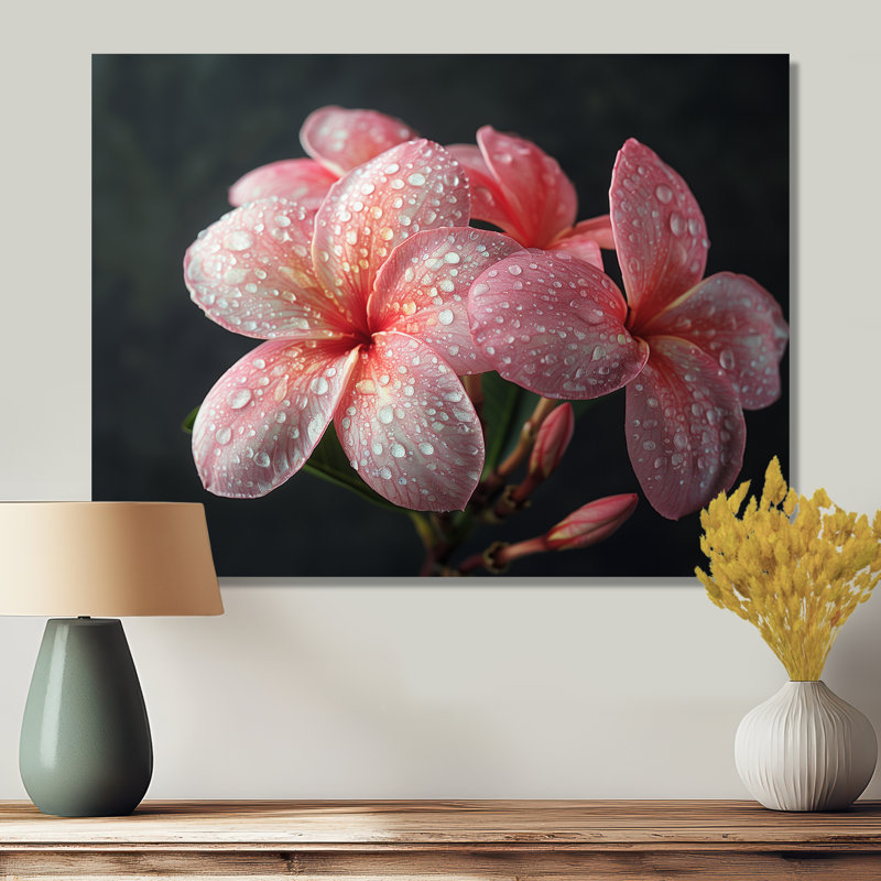 Plumeria rose noir, charme rétro I - décoration murale Plumeria, Métal métal, H 12 po x l 20 po x P 1 po