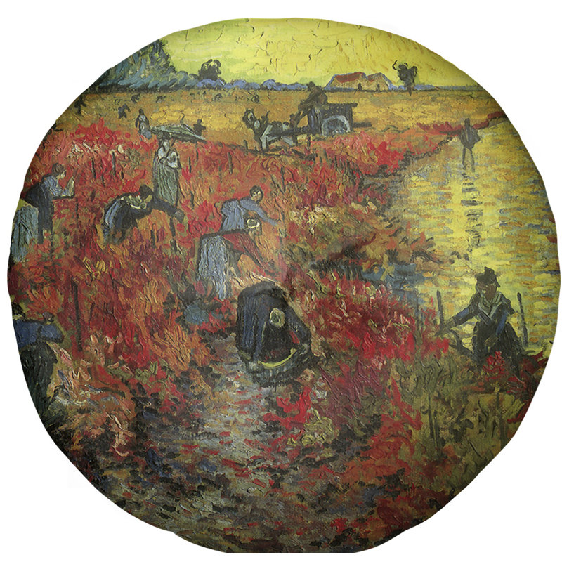 Coussin de sol rond vincent van gogh the vineyard, Jaune, 31,5 po x 63 po