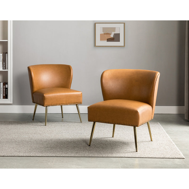 Chaise d'appoint 26 po Ramel, Similicuir jaune chameau