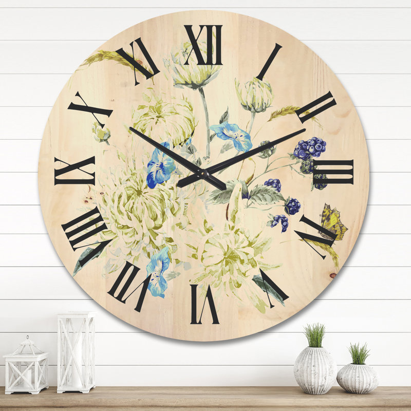 Horloge murale Bouquet with Chrysanthemums II, Très grand