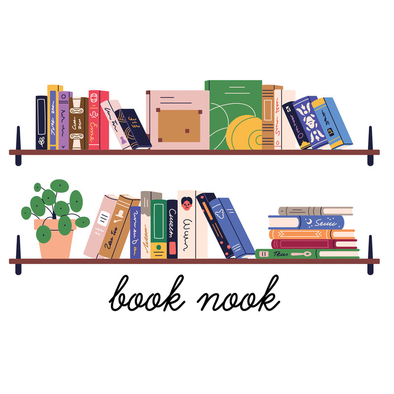 Book Nook Shelf Multicolor Wall Decals