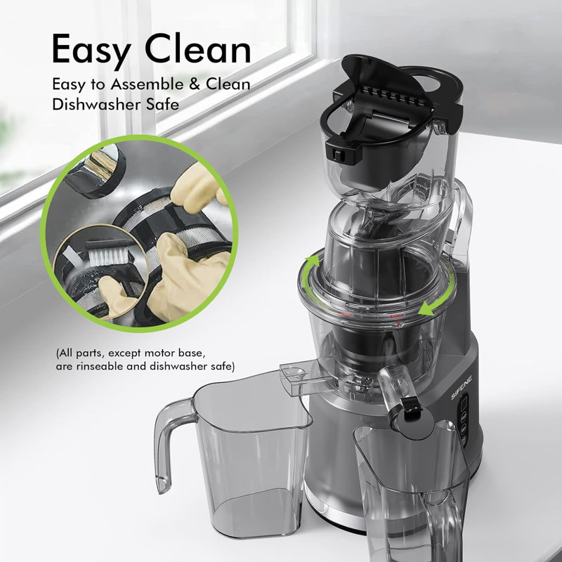SIFENE Vertical Cold Press Juicer Machines, Quiet Masticating Juicer for Whole Fruits & Vegetables, 83mm Dual Mouth, High Juice Yield, Easy to Clean & Assemble, BPA-Free, Juicer for Celery, Greens, Carrots, Apples