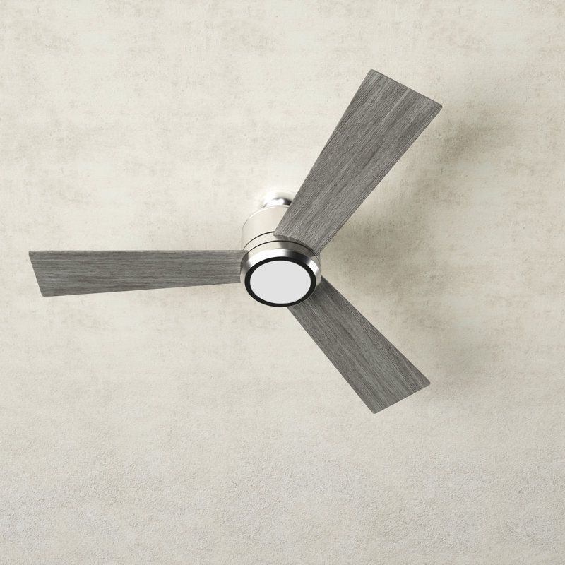 Tulsi Ceiling Fan with Light Kit, 42, Brushed Steel/Light Gray Weathered Oak Blades