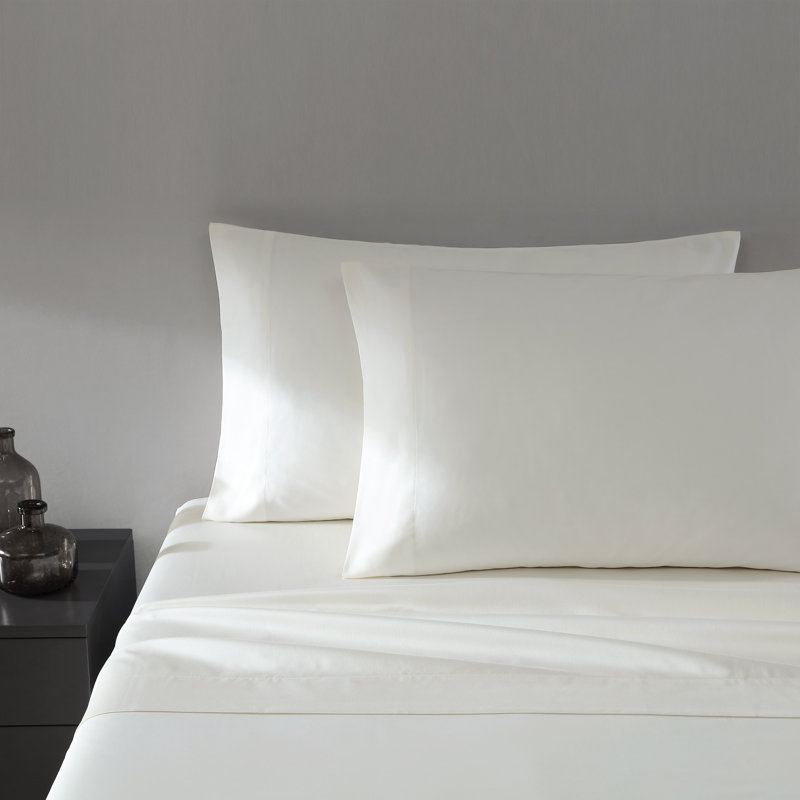 800 Thread Count Cotton Blend Sheet Set, King Sheet Set with 2 Pillowcases, Ivory