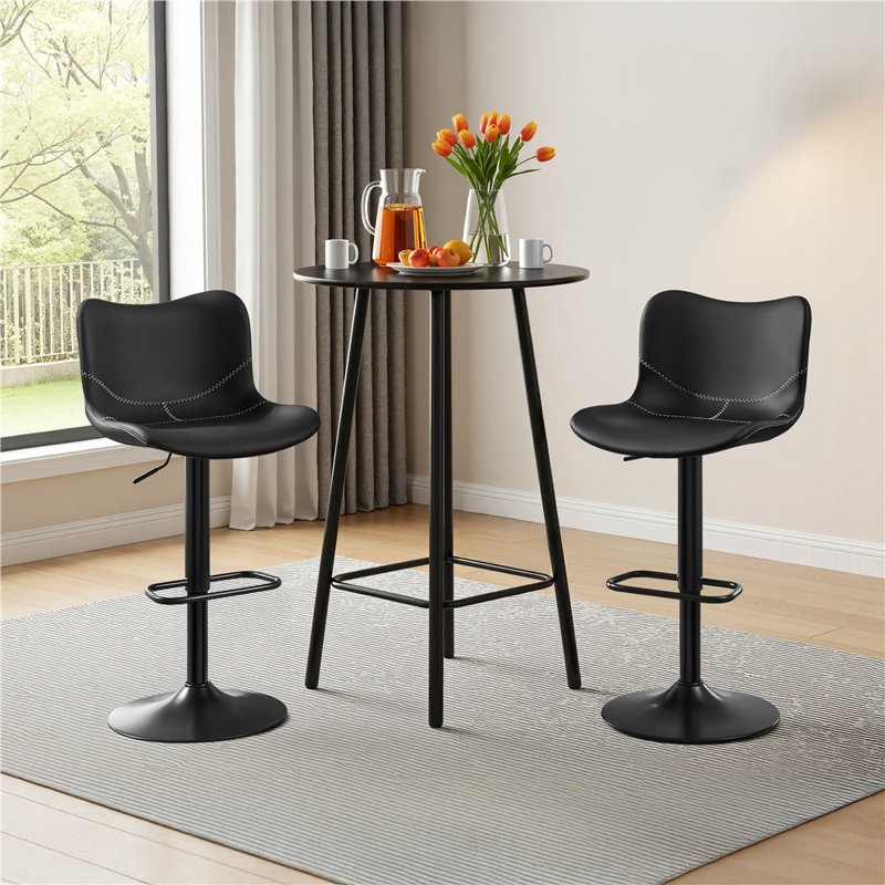 Barabo Swivel Upholstered Adjustable Height Counter Stool, Black