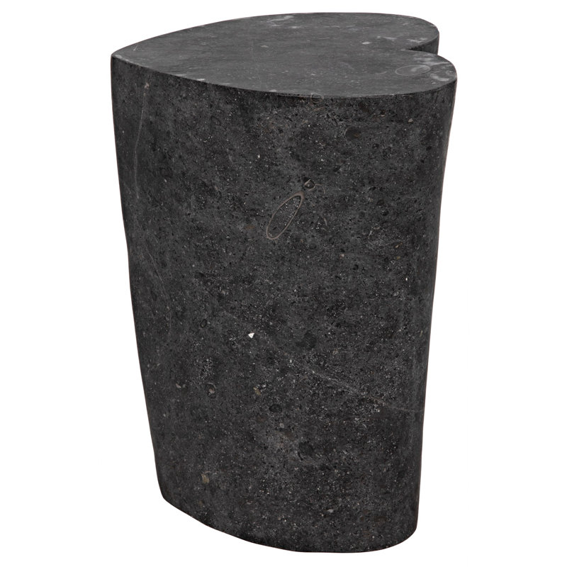 Noir Heart 18" Geometric Black Marble Block End Table