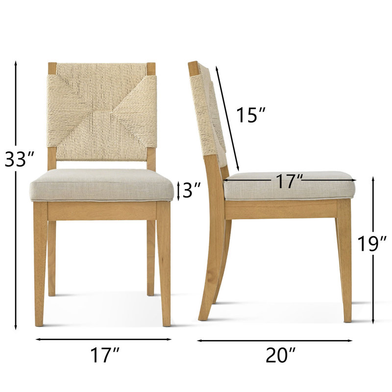 Solid Wood Woven Rope Dining Chairs