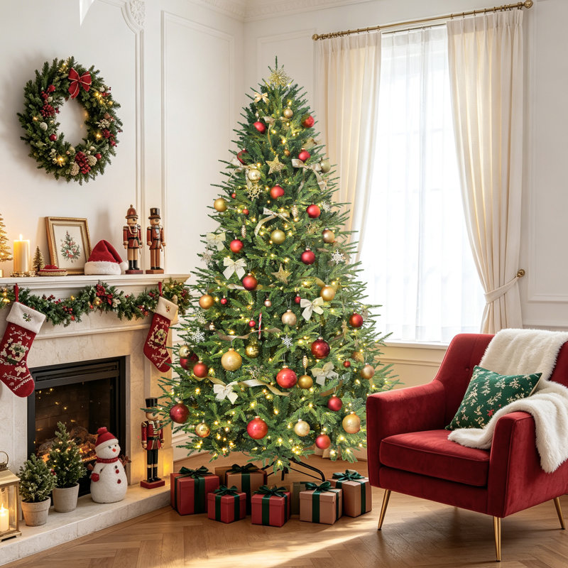 Sapin de Noël conique artificiel pré-éclairé, 6' H