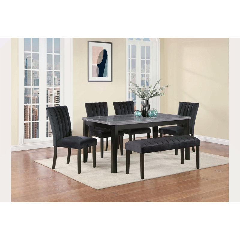 Chaises de salle à manger en tissu noir (ensemble de 2)