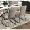 Chaises d'appoint de salle à manger rembourrées beiges, 2 pièces, pieds en métal noir, mobilier texturé moderne de style décontracté 2 pièces
