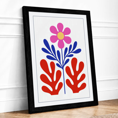 Stylized Folk Flower Scandinavian - Framed Print