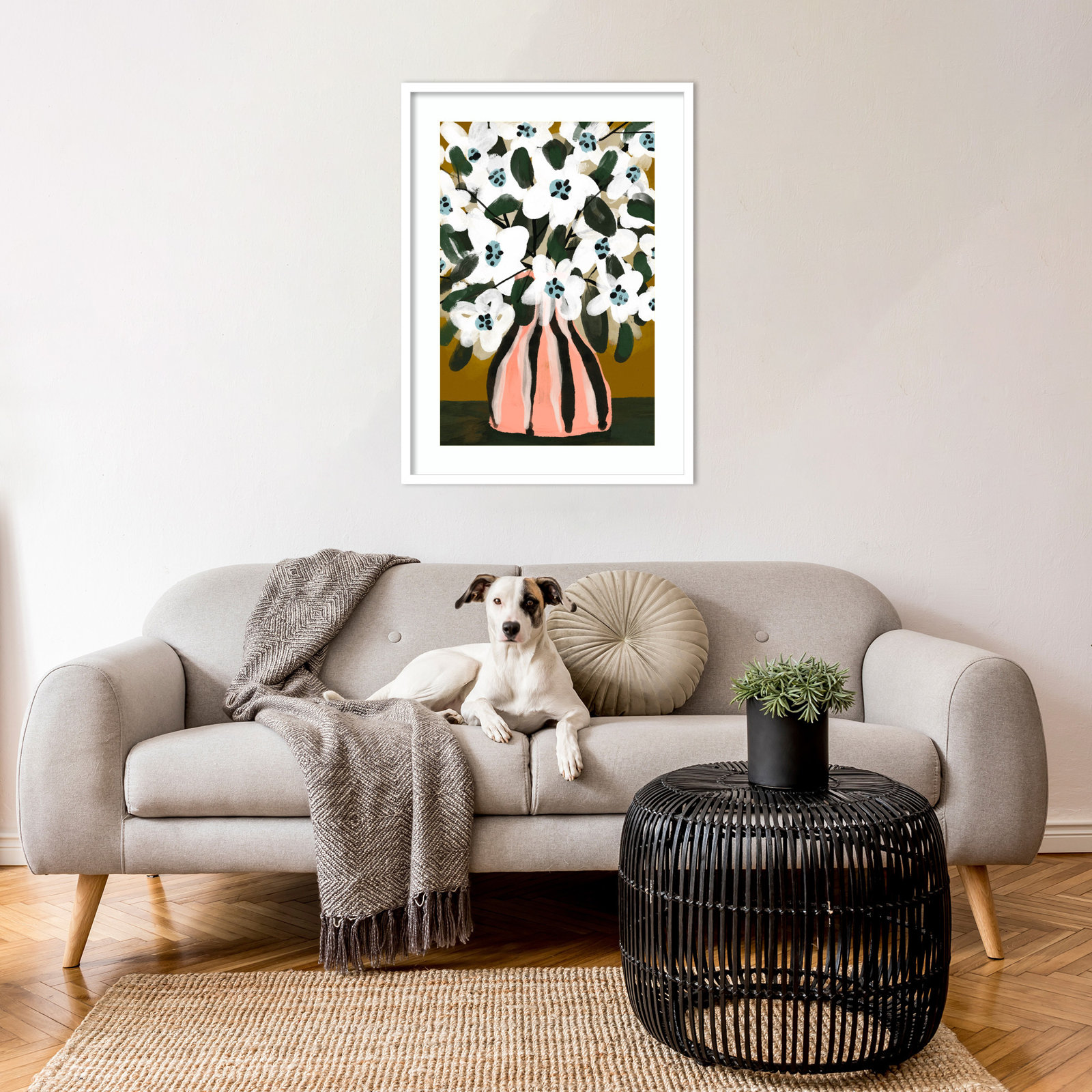 Galya "Pastel Flower Impression No. 9" Print, White, 33" H x 24" W