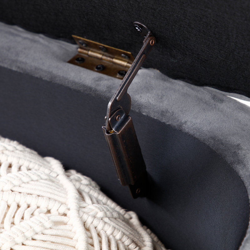 Banc de rangement rembourré en velours, Gris