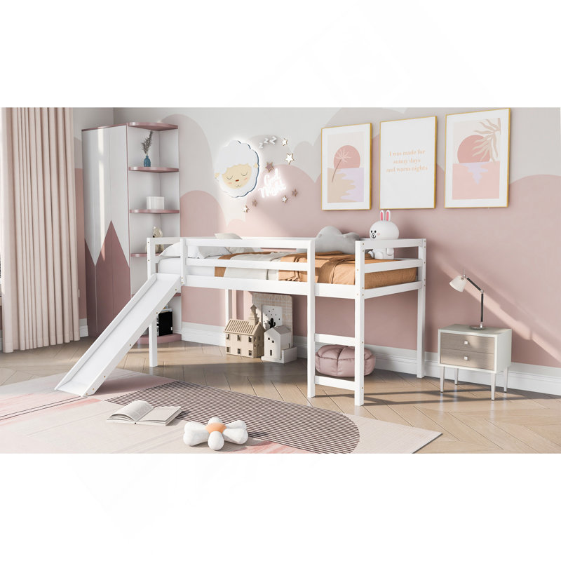 Loft Bed With Slide, Multifunctional Design, Full