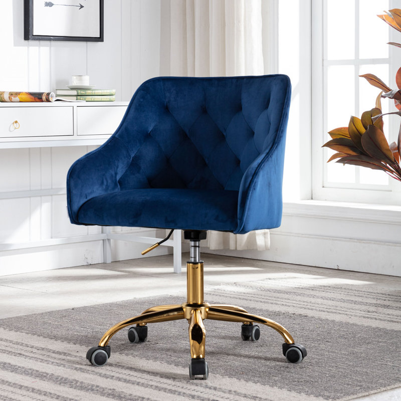 Deeanna Velvet Office Chair, Navy