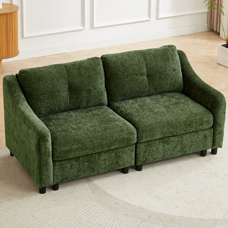 Chenille Sofa, Green, 2