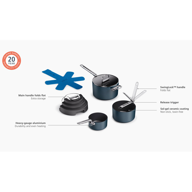 Joseph Joseph Space Stack 6-piece Non-stick Ceramic Saucepan Set with Stacking Lid Storage