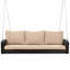 69" Outdoor Pe Wicker Swing – 3-person Porch Bench With Chains & Cushions-681467994-681467995