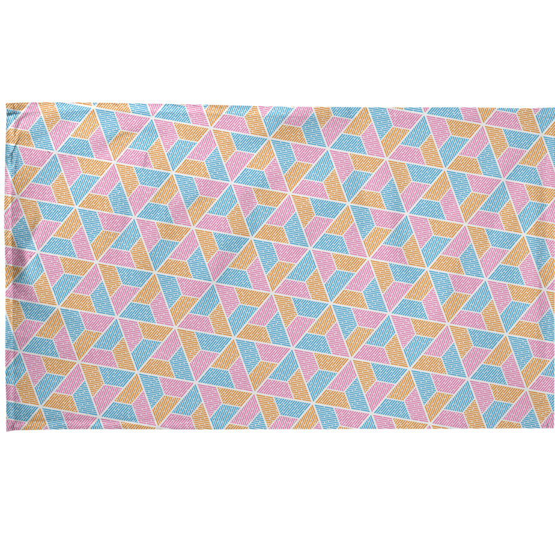Serviette à thé trapézoïdals Mcguigan, Sergé de coton, Rose / Bleu