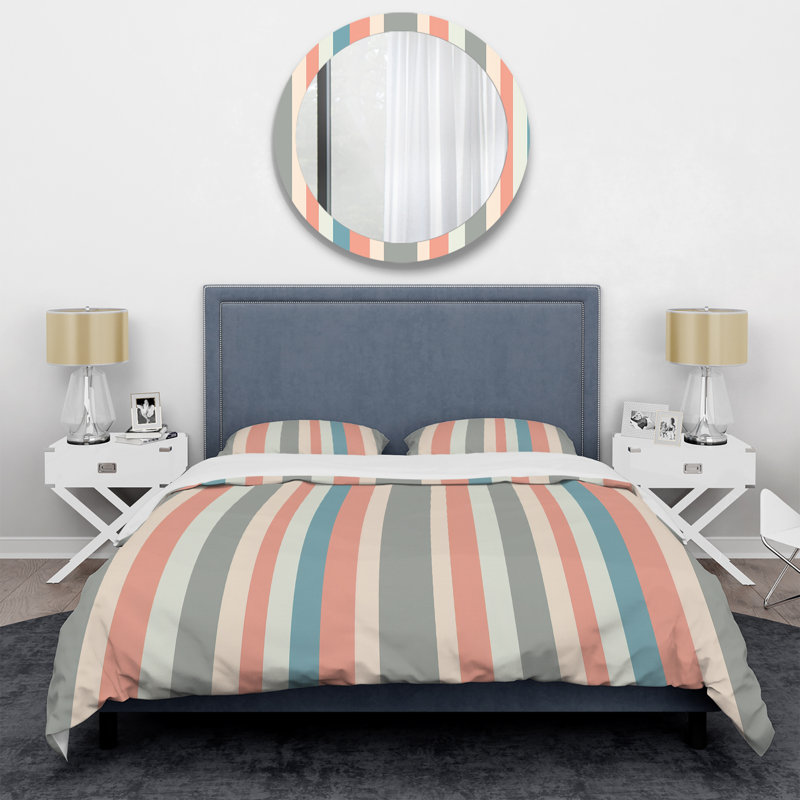 Ensemble de housse de couette à rayures roses et bleues I, Housse de couette très grand et 2 très grandes t