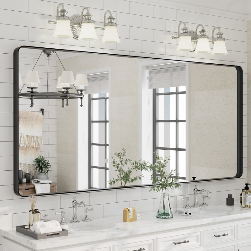 Miroir mural Aevar, Noir mat, 77 po x 36 po
