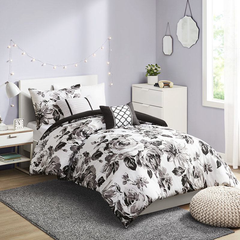 Édredon simple TG et coussin décoratif floral, doux