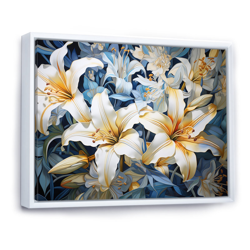 Pure Lily Beauty Whispers sur toile, Cadre flottant blanc, H 30 po x l 40 po x P 1,5 po