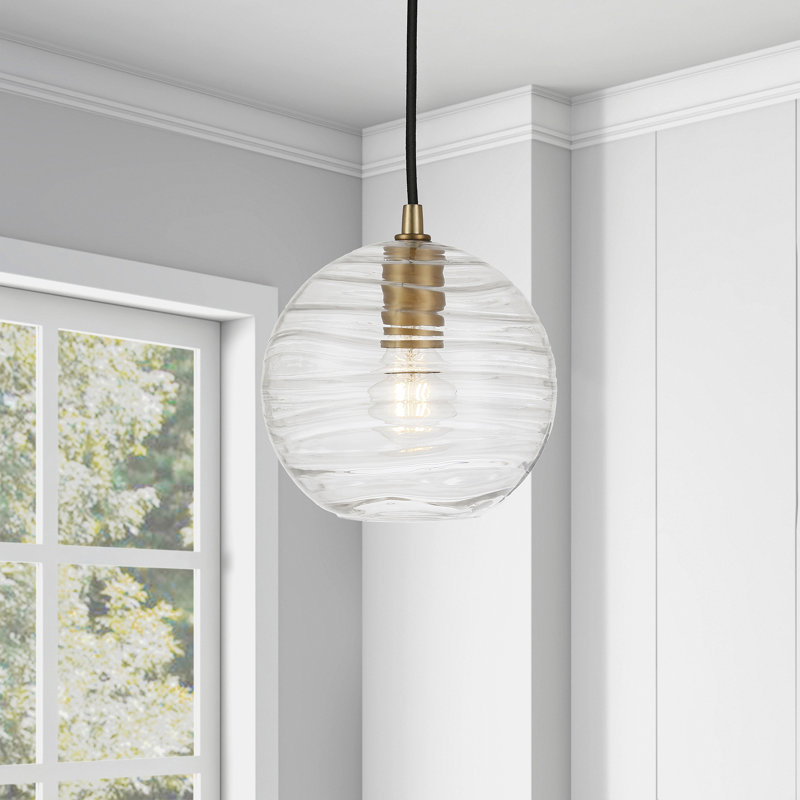 Luminaire suspendu sphérique à 1 lumière Charina, Laiton