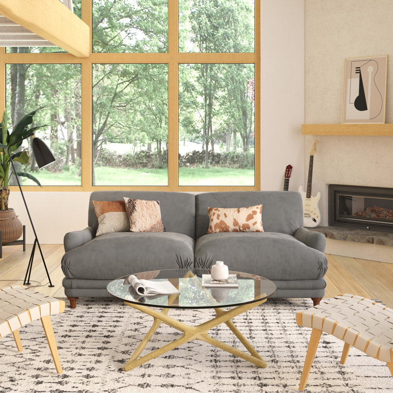 Alexe 74'' Velvet Sofa, Platinum Gray