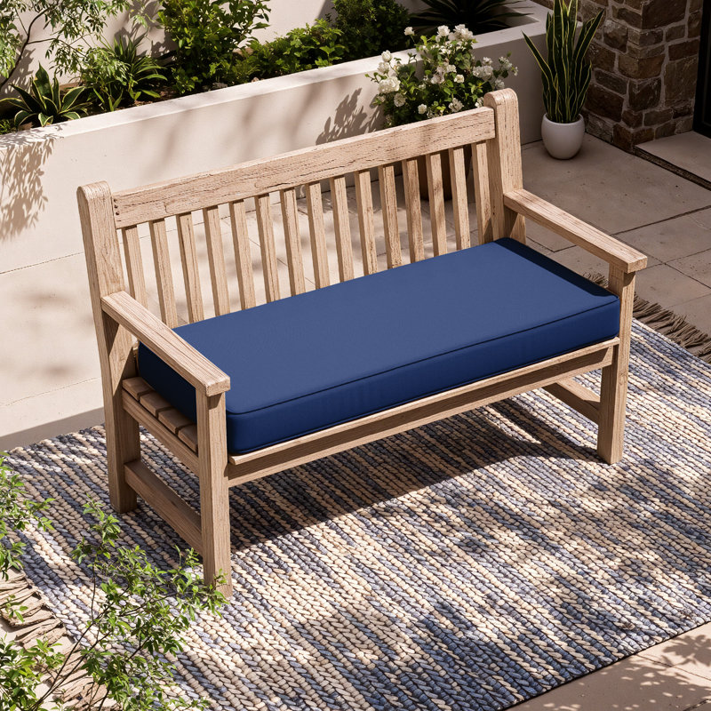Outdoor 3.5'' Bench Cushion 42 X 18 Indoor And Outdoor Seat Cushions, 42" W x 18" D, Blue