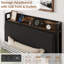 Structure de lit plateforme simple avec tête de lit tapissier en velours, 2 tiroirs de rangement, ports de chargement USB-133039907