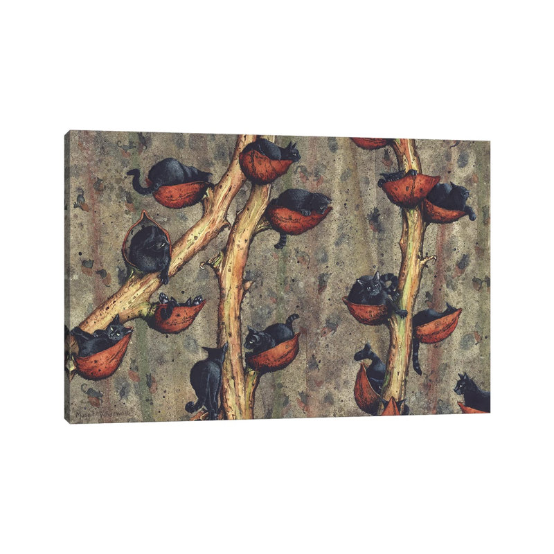 « Catkins » par Maggie Vandewalle-reproduction d’art, H 8 po x l 12 po x P 0,75 po, Toile tendue, Pas de tapis