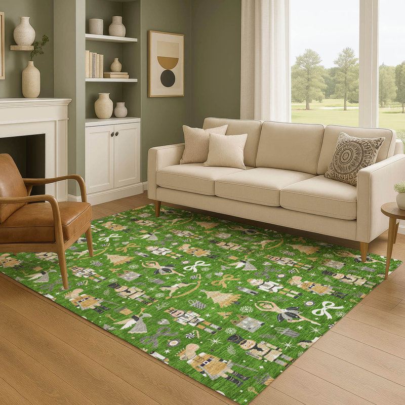 Tapis de Noël de qualité supérieure lavable à la machine Lingeswaran AMF1827, Rectangle 10 pi x 14 pi