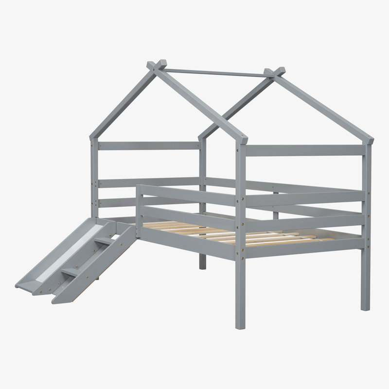 Solid Wood Bed, Grey