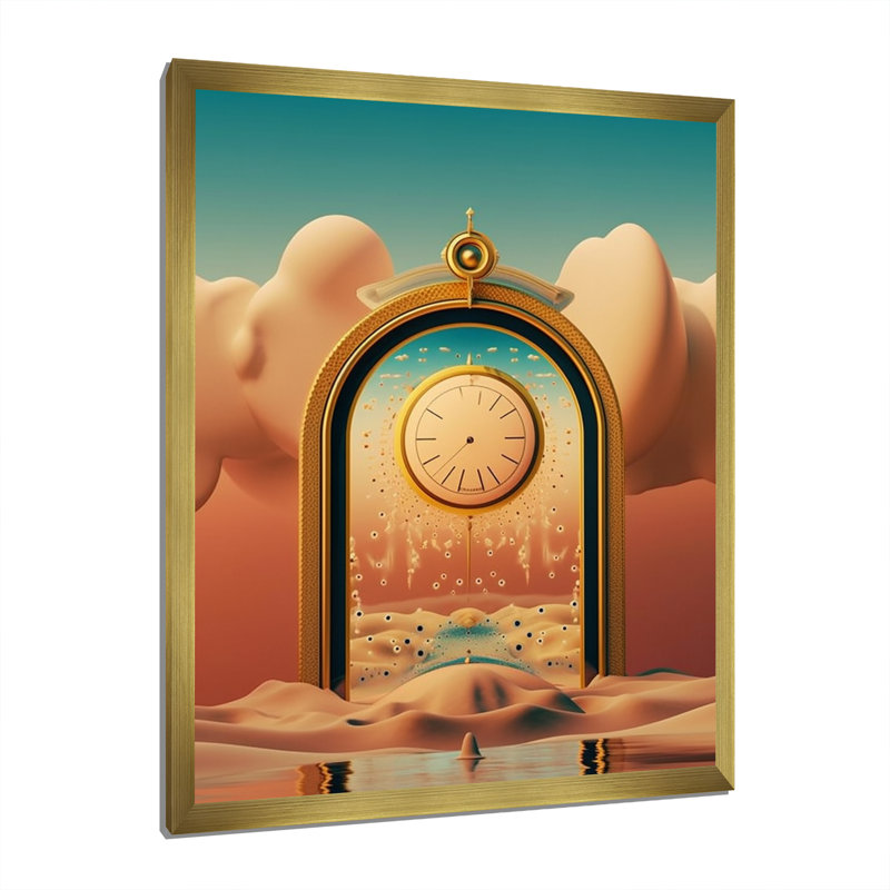 " Timelessness Future Geometry Architecture I ", Gold Single Picture Framed, 44" H x 34" W x 1.5" D