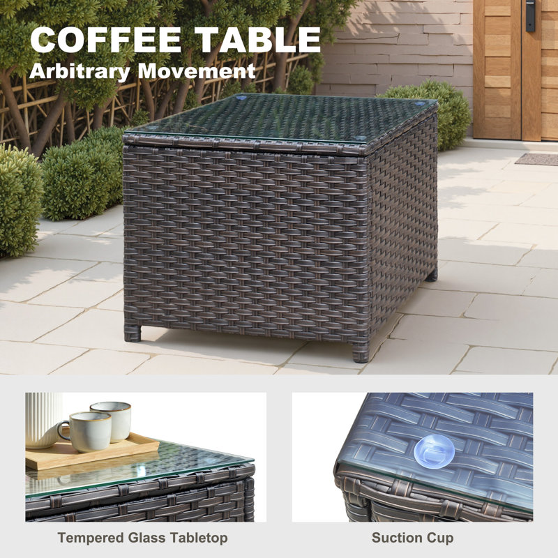 Guillen Square Metal Outdoor Coffee Table , 23.47'' in. W 23.47'' in. D, Brown