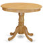 L'ensemble 3 pièces de table et chaises de cuisine comprend une table de salle à manger ronde avec piédestal et 2 chaises Parsons en similicuir bleu Oasis, chêne-1243050147-1325431812-1326178730