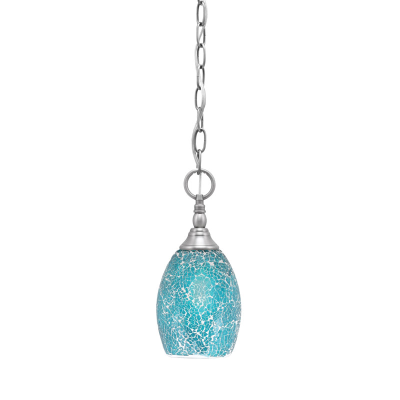Mini-luminaire suspendu en chaîne avec verre, Nickel brossé