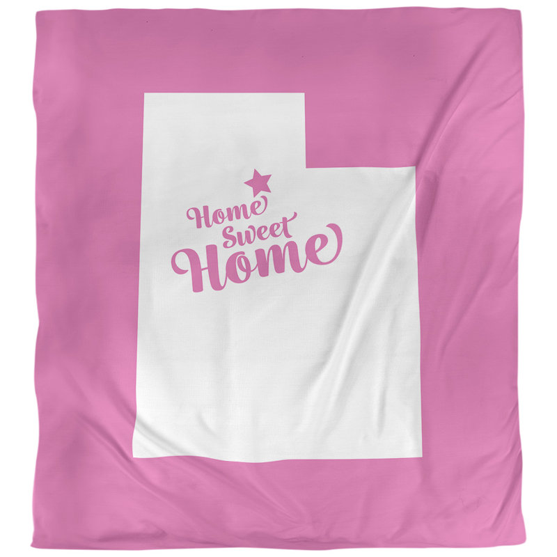 Housse de couette réversible Home Sweet Salt Lake City, Microfibre, Housse de couette pour lit simple, Rose