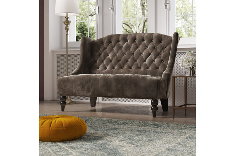 Carolina 50.2" Velvet Recessed Arm Loveseat
