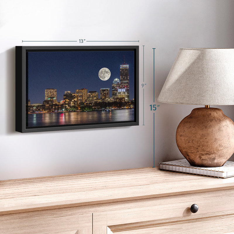 Supermoon Over Boston Canvas Print, 9" H x 13" W