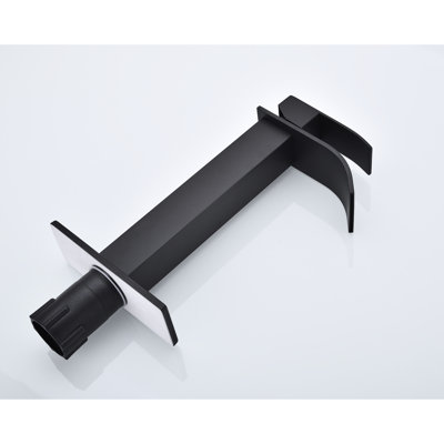 Waterfall Spout Single Handle Bathroom Sink Faucet, Matte Black, Stainless Steel With Pop-Up Drain  No Overflow  For Convenient And Precise Water Supply Adjustment, Control, Management Black Tap