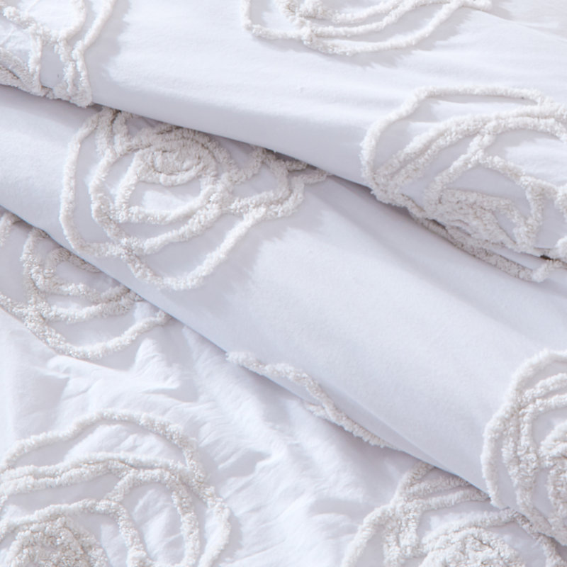Ensemble de housse de couette en coton rose ivoire Betsey Johnson, Housse simple et 1 taie décorative