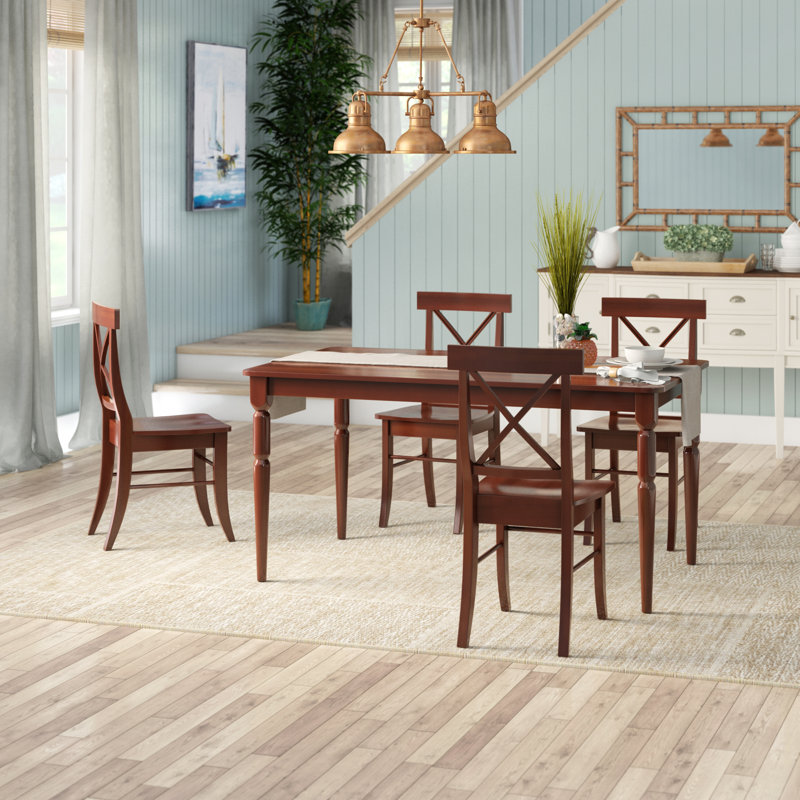 Bellmead Four Leg Dining Set, Brown Table with Brown Chairs, 5-Piece (1 Table, 4 Chairs)