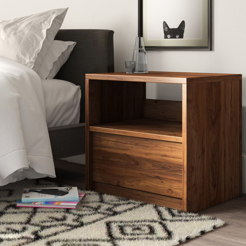 Posner Plywood / Laminate Board Nightstand, Grand Walnut