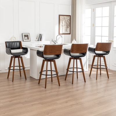 Swivel Yes Upholstered Faux Leather Bar Stool
