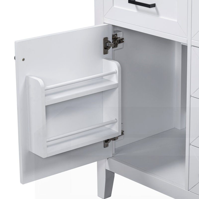 Meuble-lavabo 30 po avec lavabo, Noir, Blanc