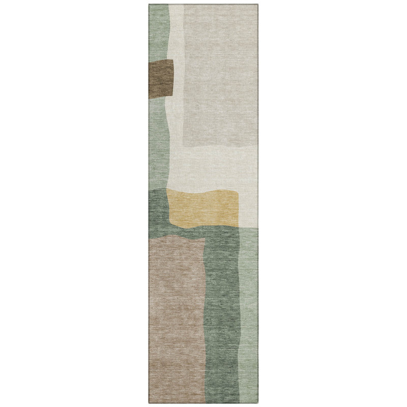 Machine Washable Indoor/Outdoor Kugler ACN2400 Abstract Rug, Runner 2'3" x 7'6"