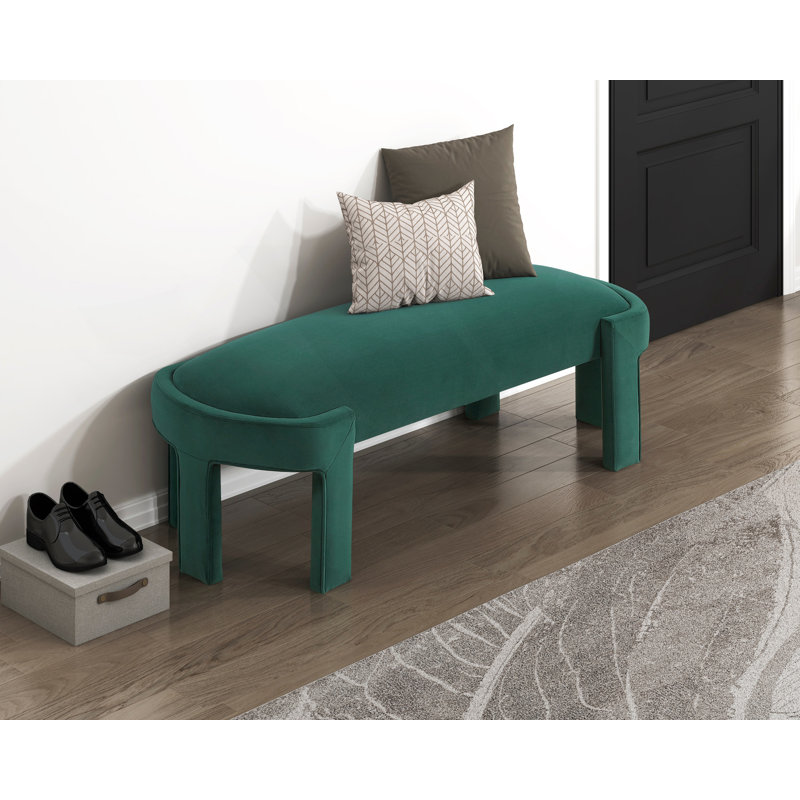 Élégant banc rembourré, banc d'entrée, Vert